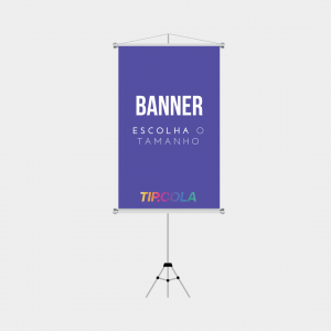 Banner Personalizado Lona Personalizado 4x0 Impressão Bastões, ponteiras brancas e corda para pendurar. 